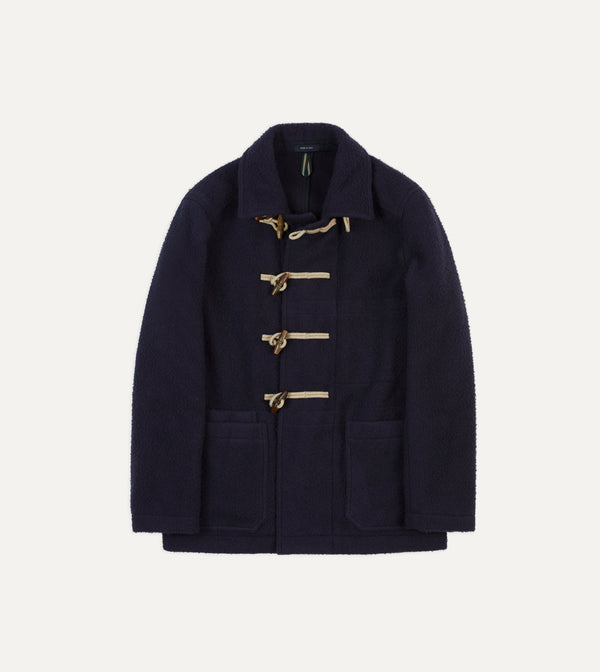 drake's Navy Casentino Wool Short Duffle Coat