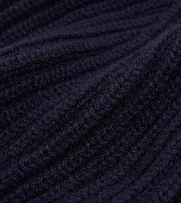 Drake's Navy Cashmere Ribbed Knit Cap
