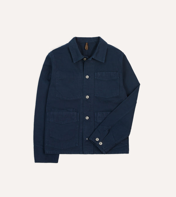 drake's Navy Cotton Canvas Work Jacket