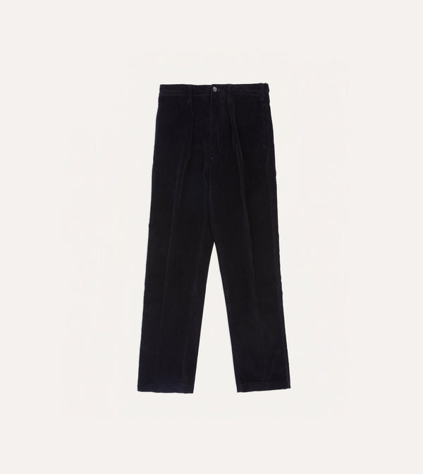 Drake's Navy Cotton Corduroy Games Trousers