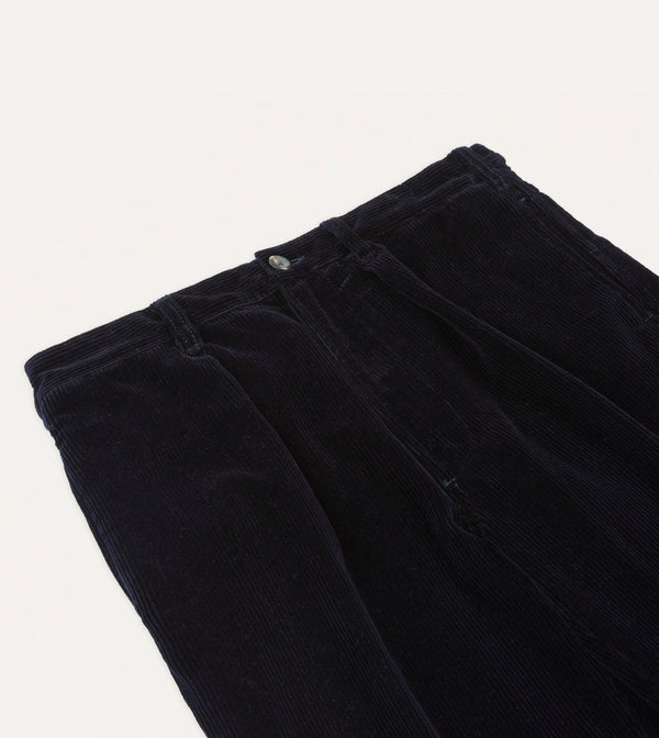 Drake's Navy Cotton Corduroy Games Trousers