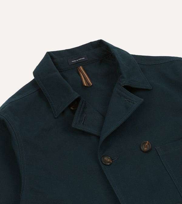 Drake's Navy Cotton Double-Breasted Chore Coat