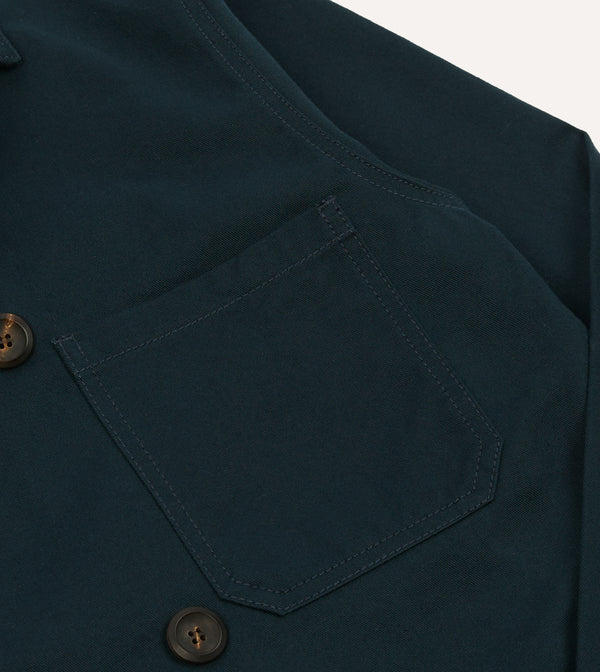 Drake's Navy Cotton Double-Breasted Chore Coat