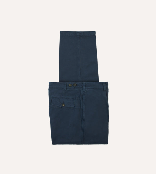 drake's Navy Cotton Linen Games Trousers