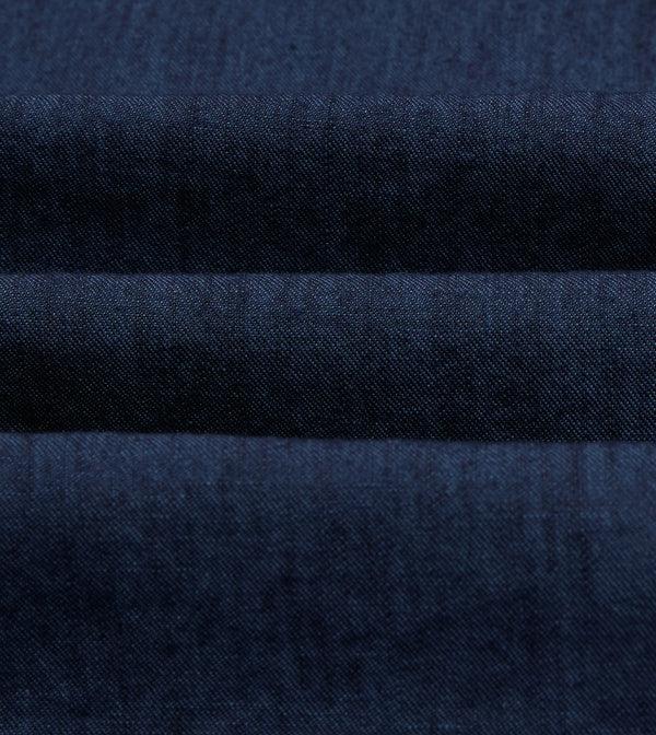 Drake's Navy Cotton Linen Two-Pocket Work Shirt