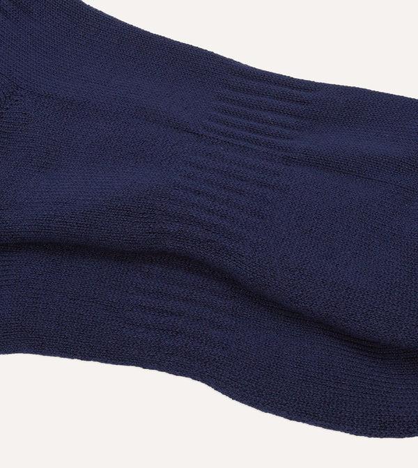 Drake's Navy Cotton Sports Socks