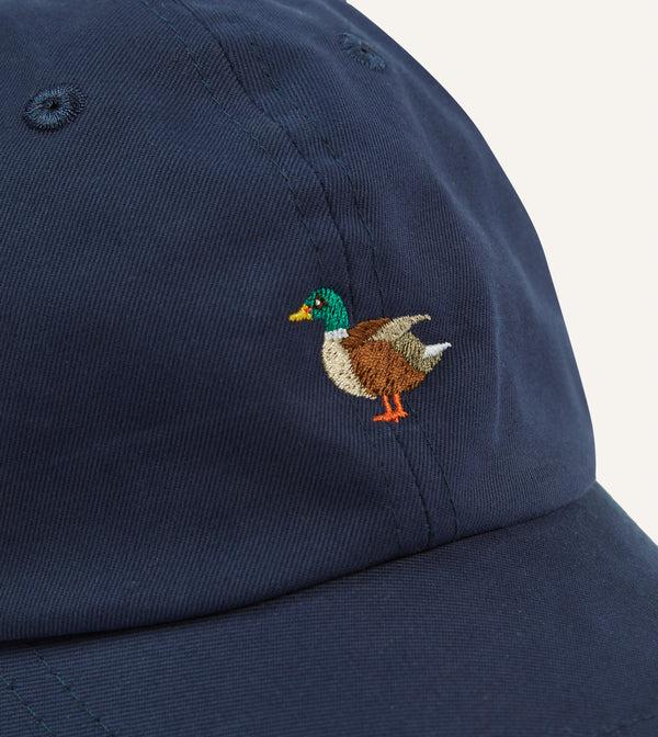 Drake's Navy Duck Emblem Cotton Baseball Cap