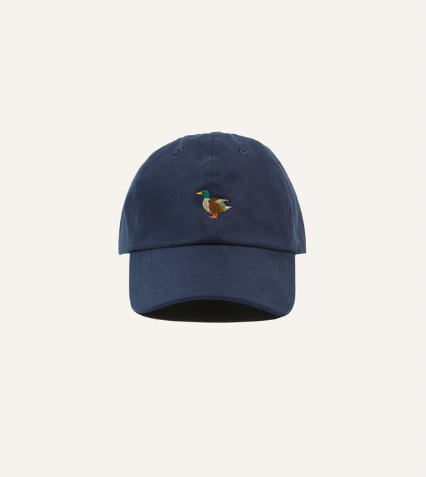 drake's Navy Duck Emblem Cotton Baseball Cap