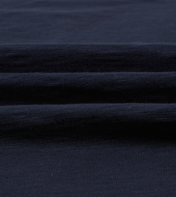 Drake's Navy Flamé Cotton Crew Neck Hiking T-Shirt