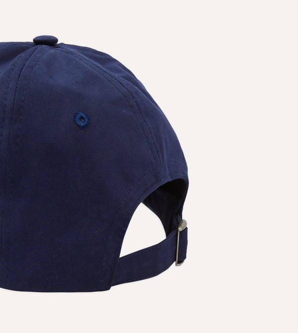 Drake's Navy Flower Emblem Cotton Baseball Cap