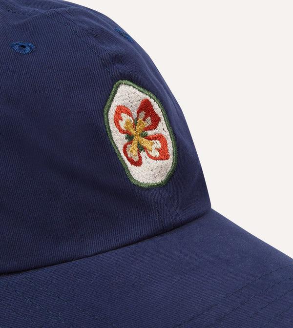 Drake's Navy Flower Emblem Cotton Baseball Cap