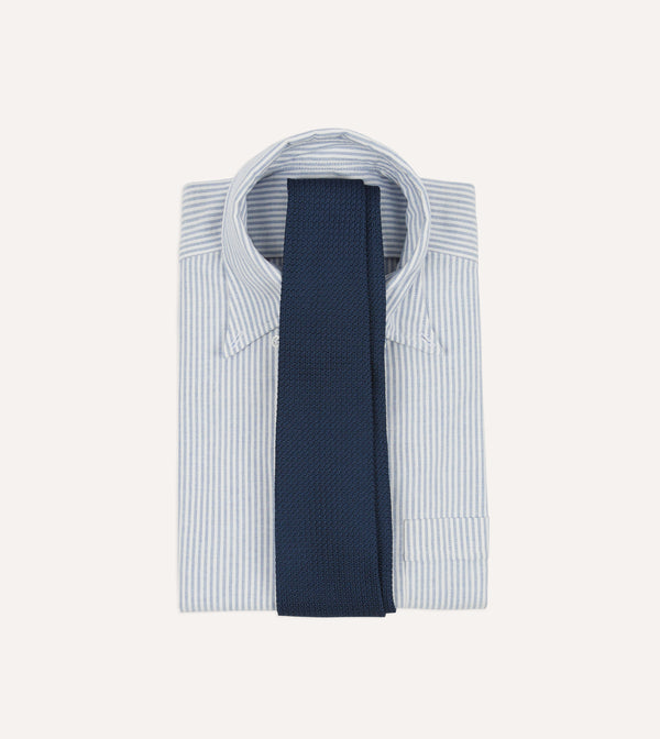 Drake's Navy Hand Rolled Large Knot Grenadine Tie