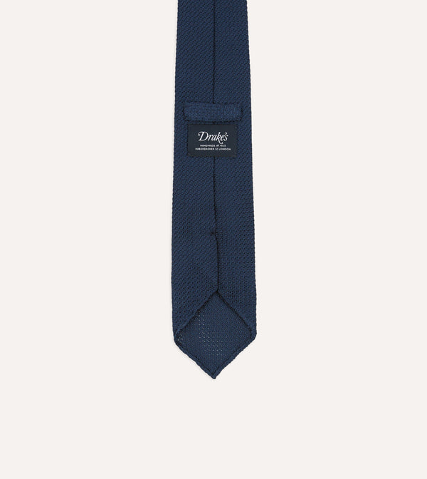 Drake's Navy Hand Rolled Large Knot Grenadine Tie