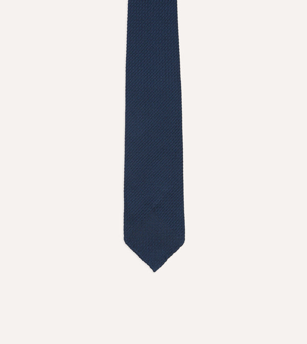 Drake's Navy Hand Rolled Large Knot Grenadine Tie