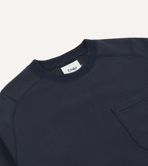 Drake's Navy Heavy Cotton Crew Neck Hiking T-Shirt