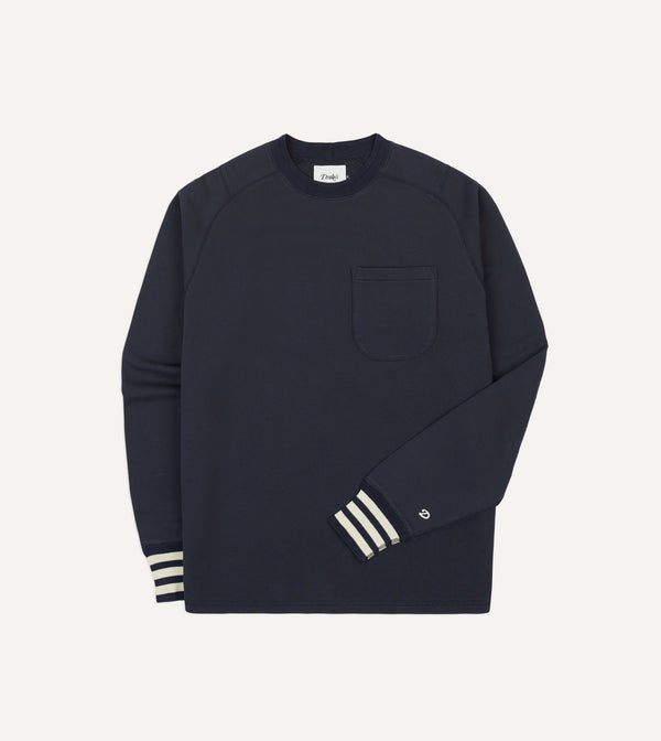 drake's Navy Heavy Cotton Crew Neck Hiking T-Shirt