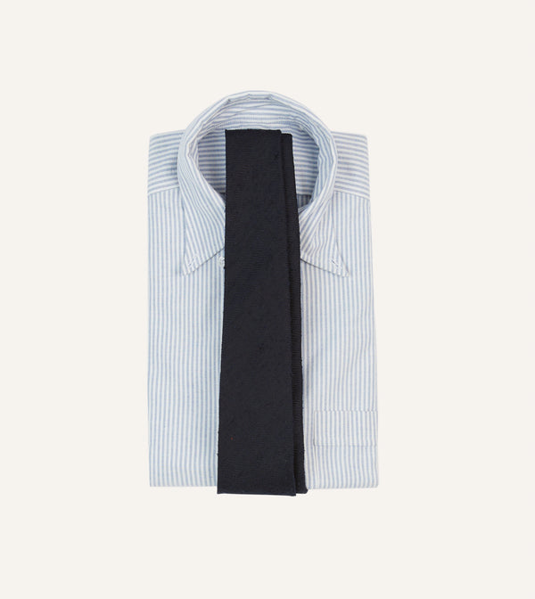 Drake's Navy Herringbone Shantung Silk Tipped Tie