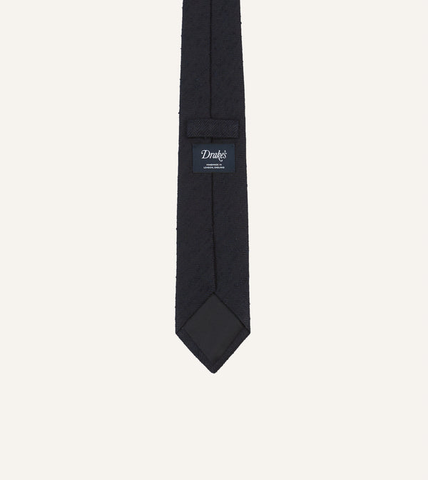Drake's Navy Herringbone Shantung Silk Tipped Tie