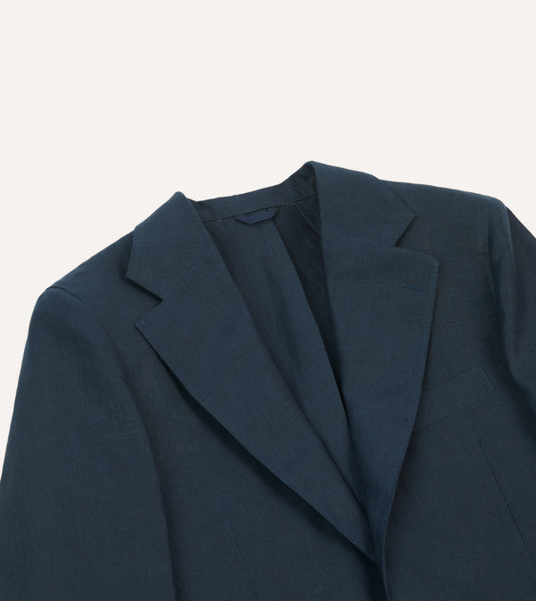 Drake's Navy Irish Linen Tailored Jacket