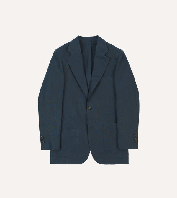 drake's Navy Irish Linen Tailored Jacket