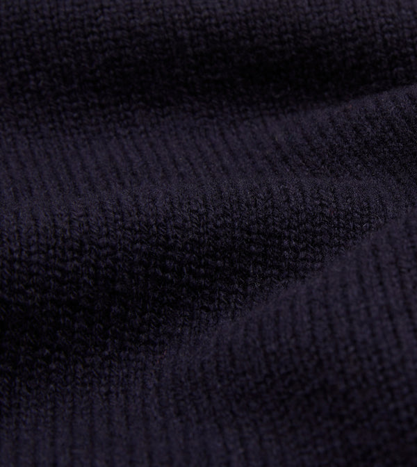 Drake's Navy Lambswool 6 Button Cardigan