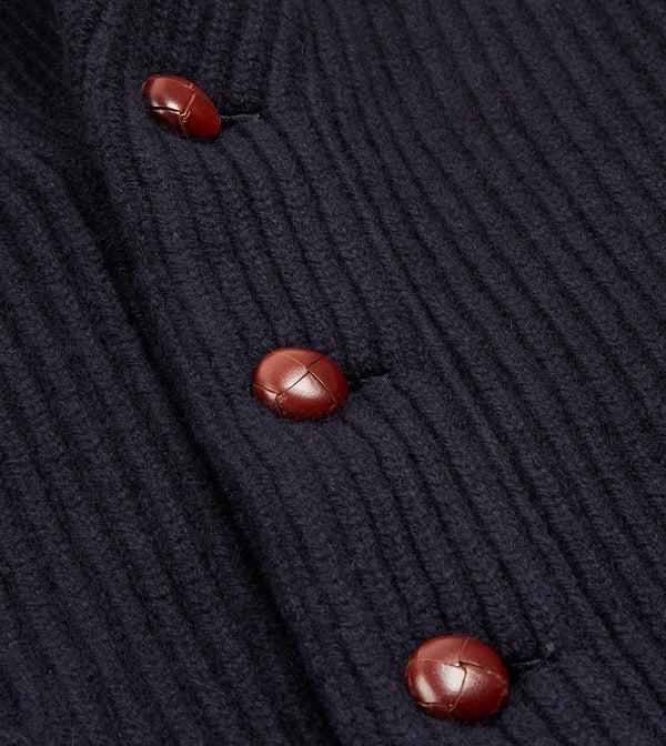 Drake's Navy Lambswool Shawl Collar Cardigan