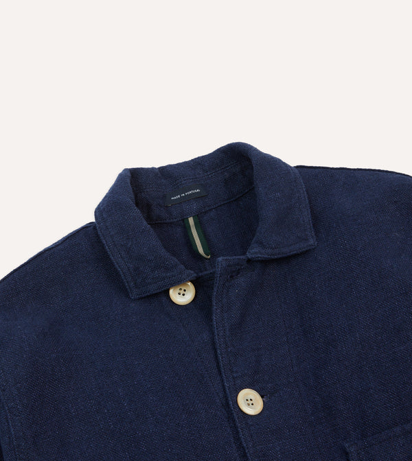 Drake's Navy Linen Five-Pocket Chore Jacket