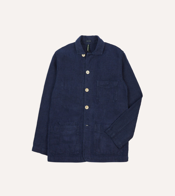 drake's Navy Linen Five-Pocket Chore Jacket