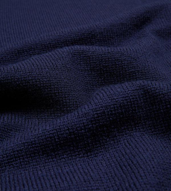 Drake's Navy Merino Crew Neck Jumper