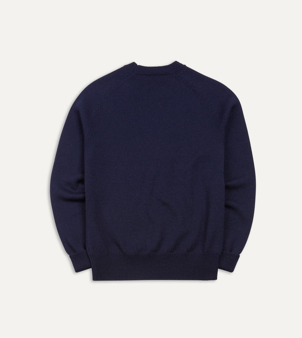 Drake's Navy Merino Crew Neck Jumper