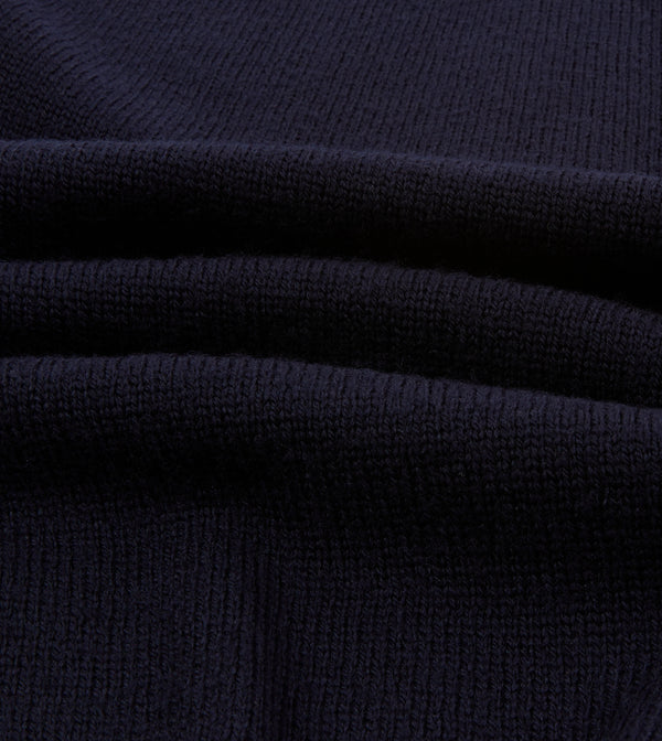 Drake's Navy Merino Wool Knitted Polo