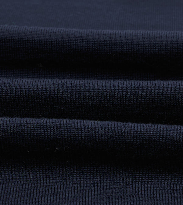 Drake's Navy Merino Wool Knitted Rugby Shirt
