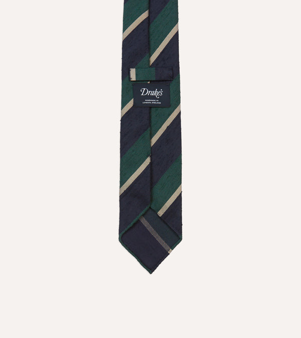 Drake's Navy Multi Stripe Shantung Silk Tie