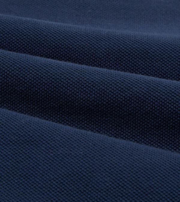 Drake's Navy Pique Cotton Long-Sleeve Polo Shirt