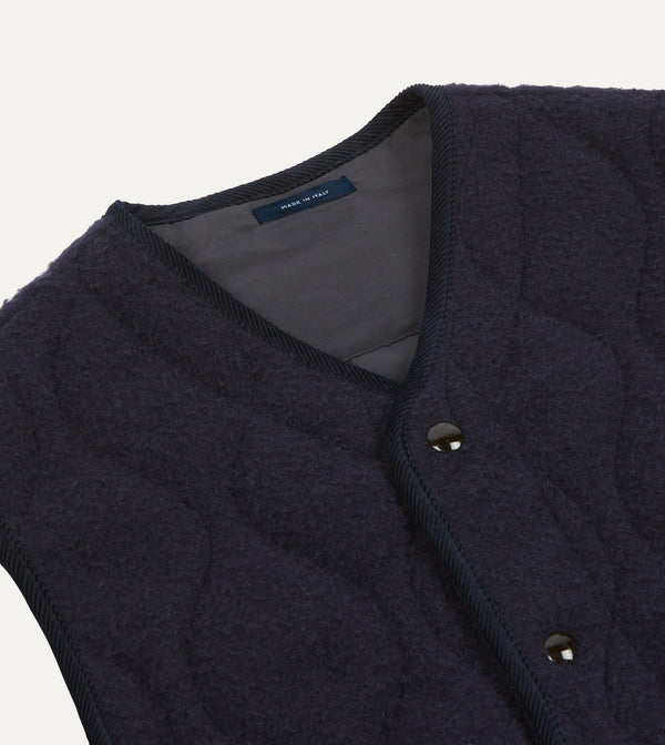 Drake's Navy Quilted Casentino Snap Vest