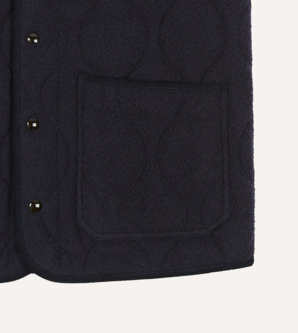 Drake's Navy Quilted Casentino Snap Vest