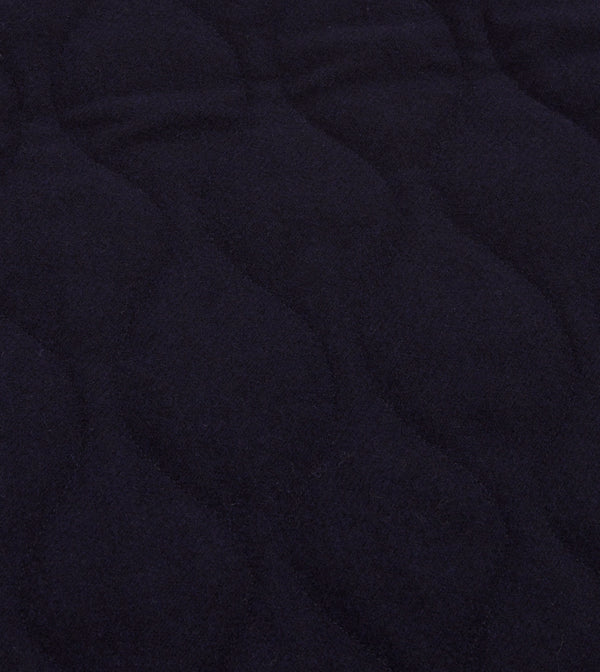 Drake's Navy Quilted Melton Wool Zip Vest