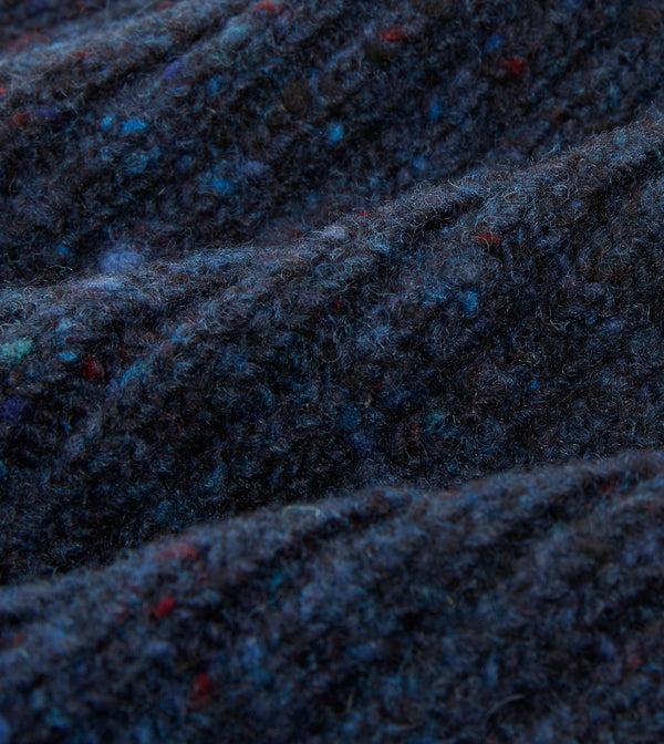 Drake's Navy Ribbed Merino Donegal Knit Cap