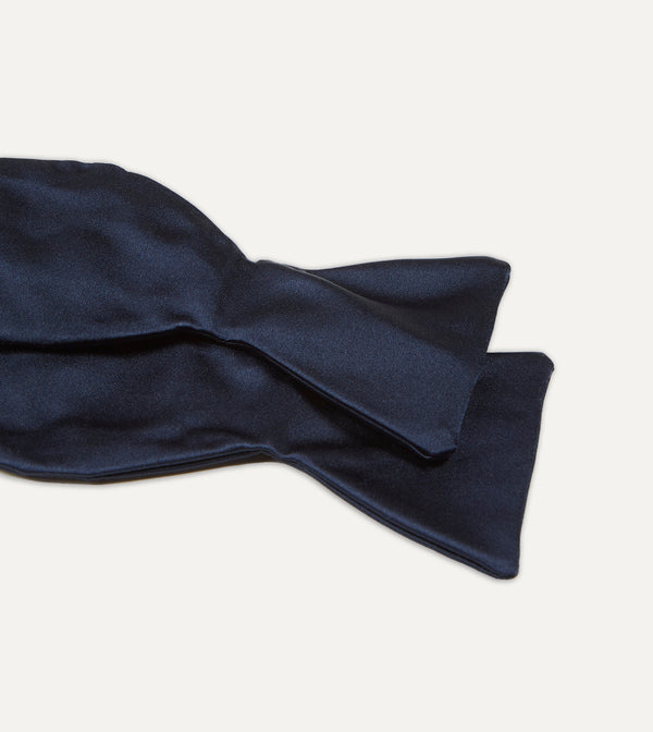 Drake's Navy Self-Tie Satin Butterfly Bow Tie