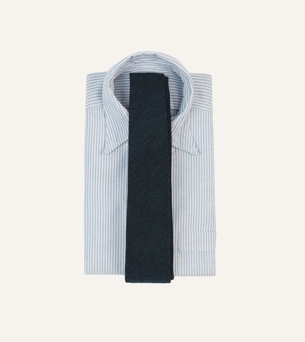 Drake's Navy Shetland Wool Tipped Tie
