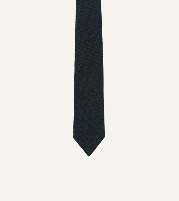 Drake's Navy Shetland Wool Tipped Tie