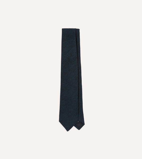 drake's Navy Shetland Wool Tipped Tie