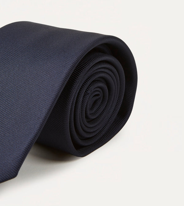 Drake's Navy Silk Twill Tipped Tie
