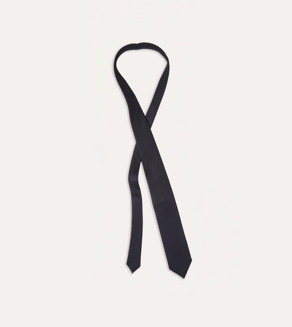 Drake's Navy Silk Twill Tipped Tie