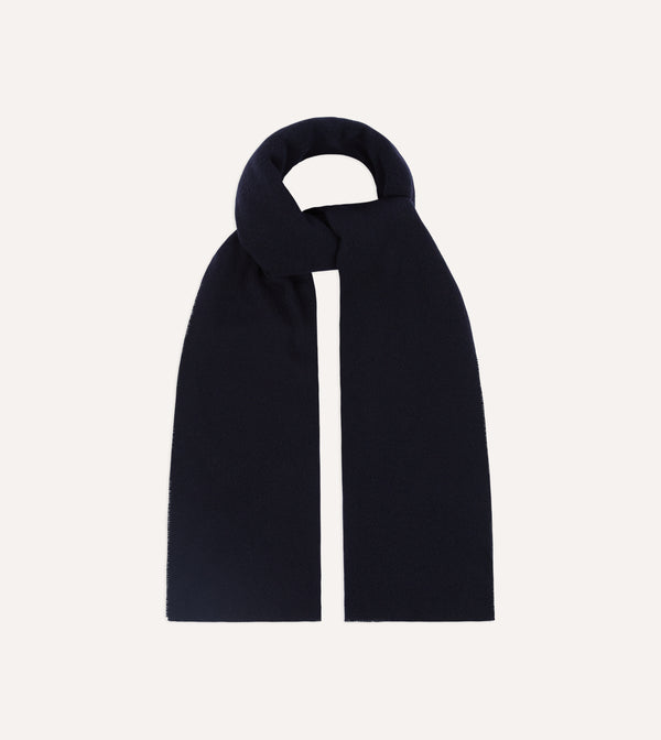 Drake's Navy Solid Wool Scarf
