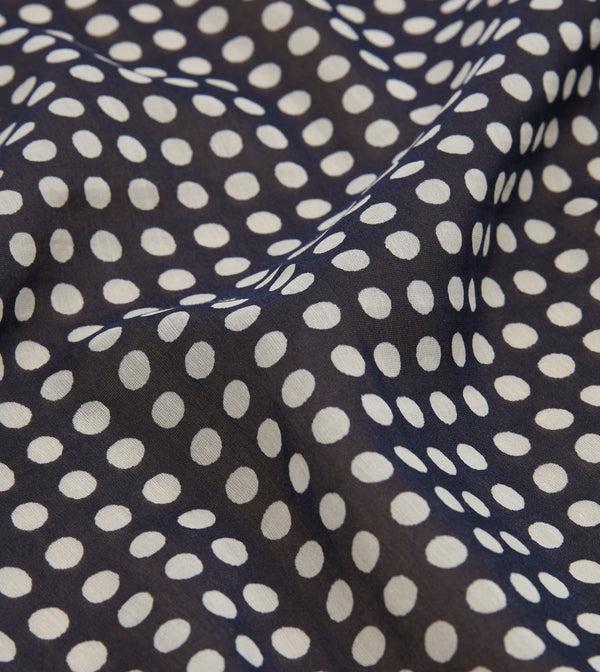 Drake's Navy Spots Print Silk-Cotton Bandana