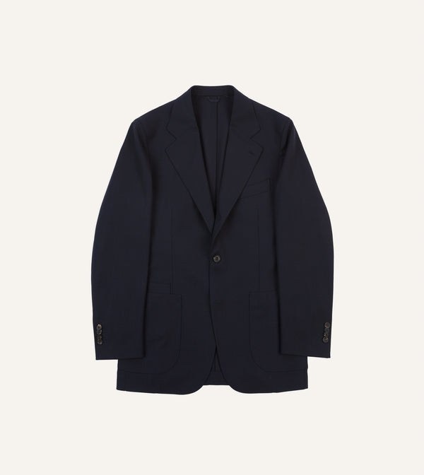 drake's Navy Tropical Wool Tailored Jacket