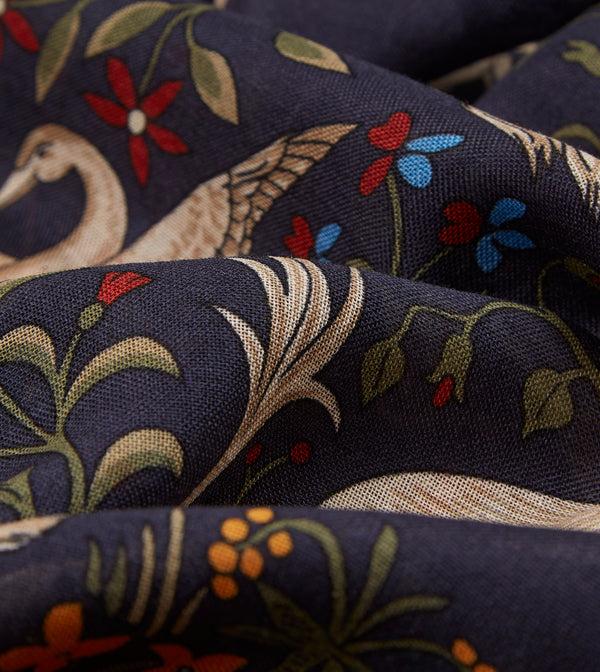 Drake's Navy Unicorn Print Wool-Silk Square Scarf