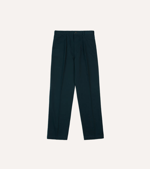 Drake's Navy Vintage Wash Cotton Games Trousers
