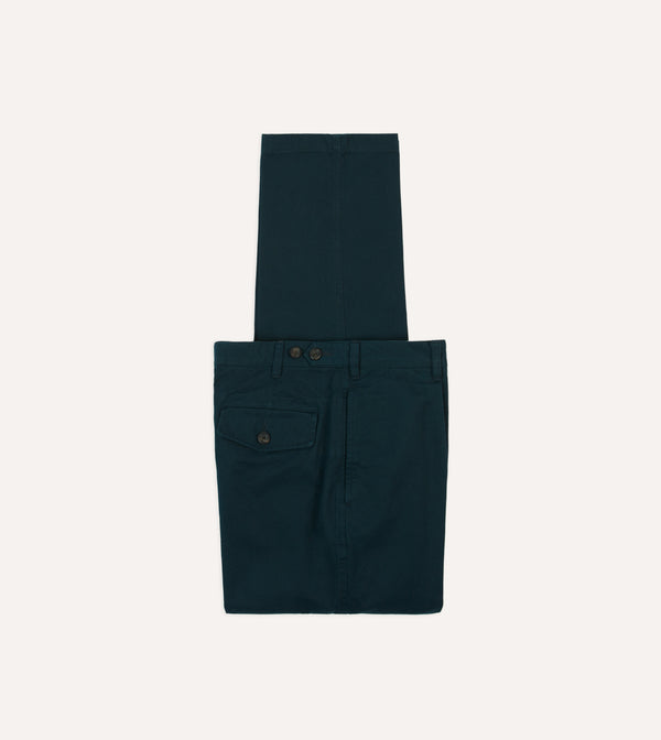 drake's Navy Vintage Wash Cotton Games Trousers